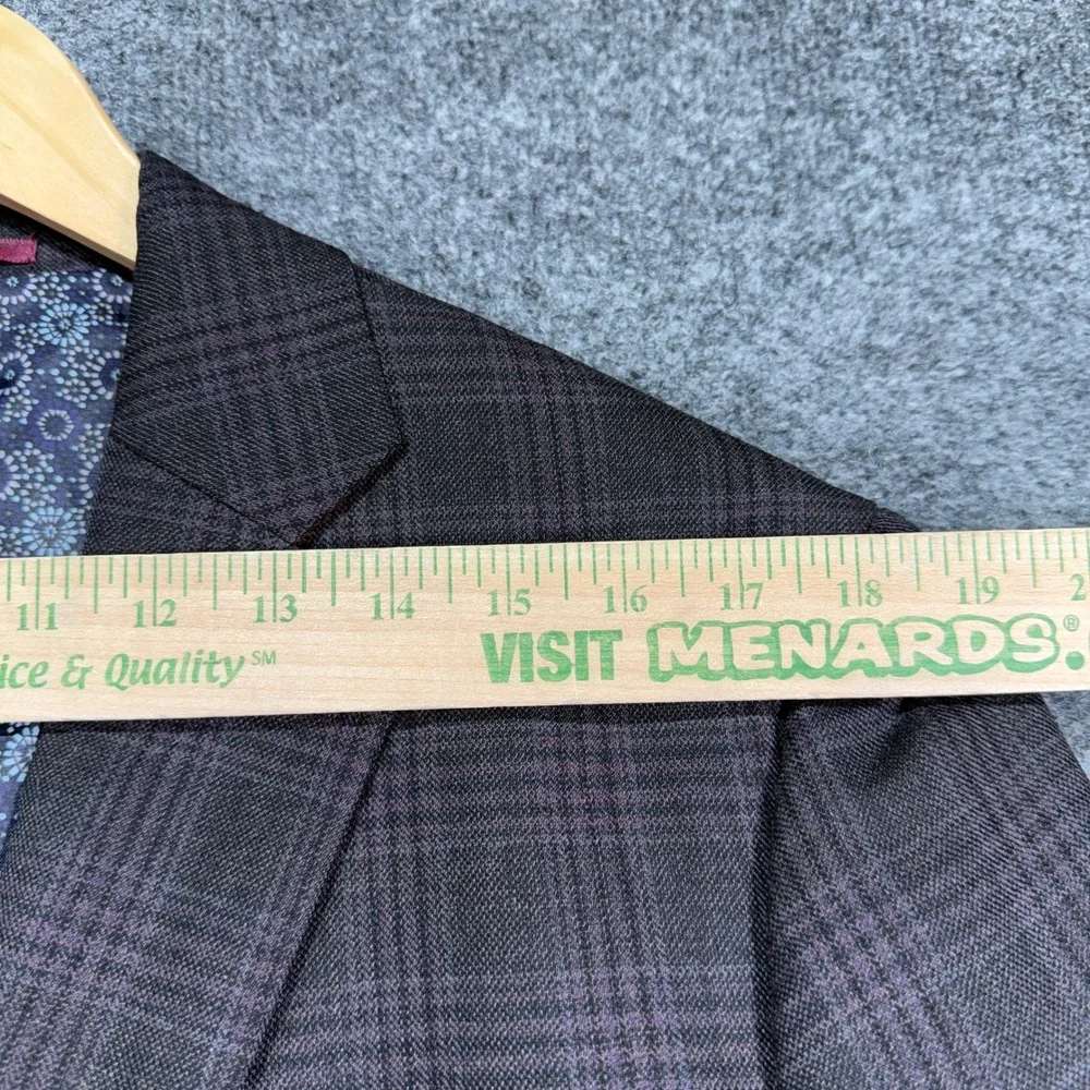 Johnston & Murphy Plaid Blazer Sport Coat Mens M Burgundy‎ 100% Wool 2-Button